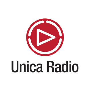Logo di Unica Radio con simbolo di riproduzione rosso al centro.